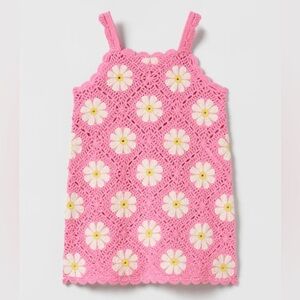 Zara Kids dress crochet knit floral daisy sleeveless scallop toddler girl groovy